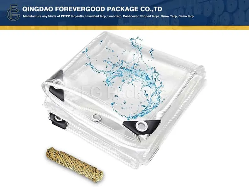 Ясный прозрачный ПВХ брезент с веревкой